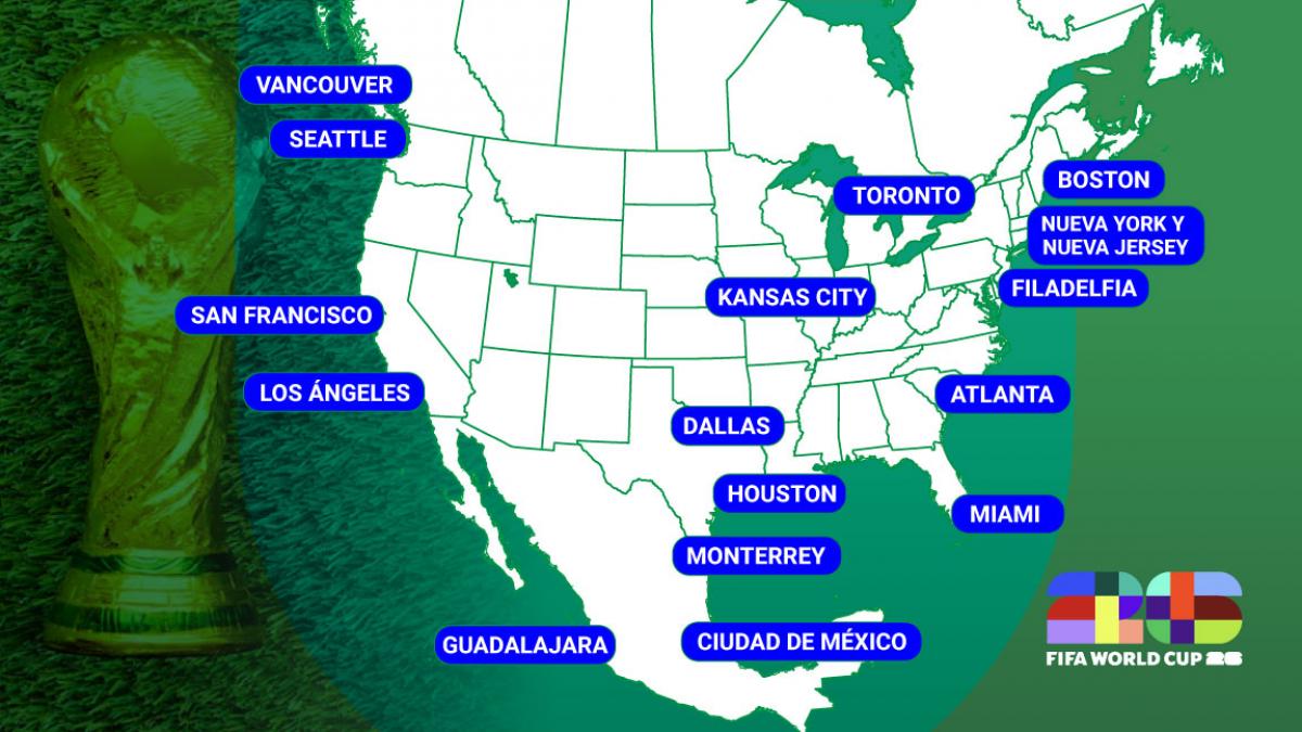 Mapa de sedes del Mundial 2026
